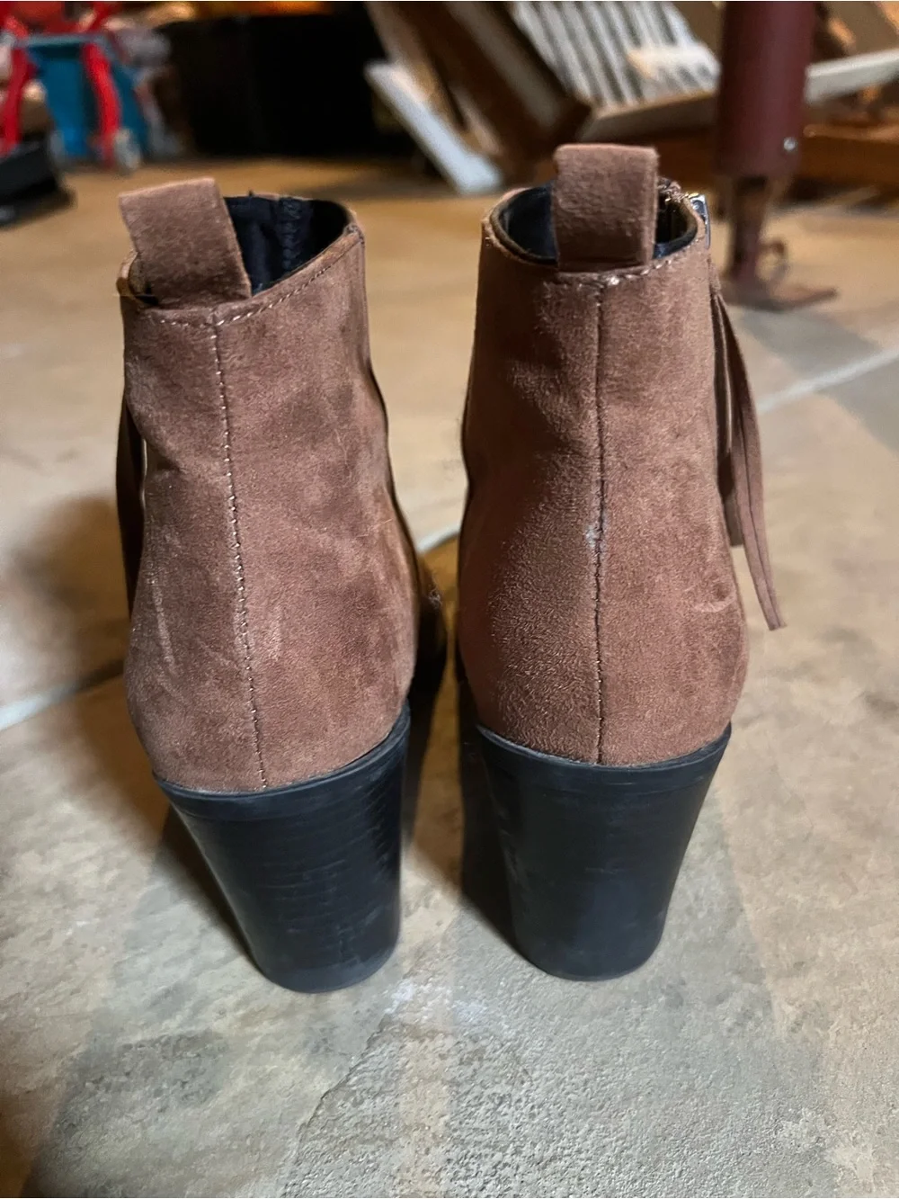 H&M Brown Suede Ankle Booties with Side Zip